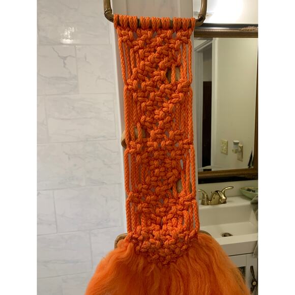 vintage orange macrame towel holder shell hippie - Picture 3 of 7